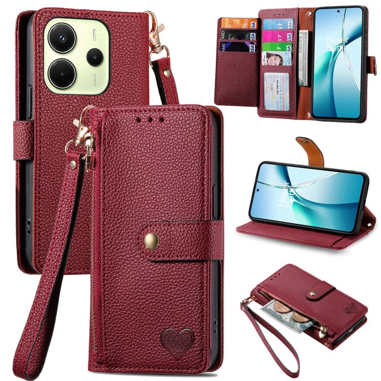 Love Zipper Lanyard Leather Phone Case, For Xiaomi 15T Pro, For Xiaomi 15T, For Redmi Note 14 4G 164.84mm, For Xiaomi 15 Ultra, For Redmi Turbo 4, For Xiaomi Poco X7 Pro, For Redmi Note 14 4G 163.25mm, For Xiaomi 15 Pro