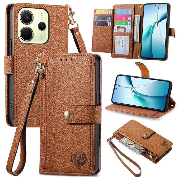 Love Zipper Lanyard Leather Phone Case, For Xiaomi 15T Pro, For Xiaomi 15T, For Redmi Note 14 4G 164.84mm, For Xiaomi 15 Ultra, For Redmi Turbo 4, For Xiaomi Poco X7 Pro, For Redmi Note 14 4G 163.25mm, For Xiaomi 15 Pro