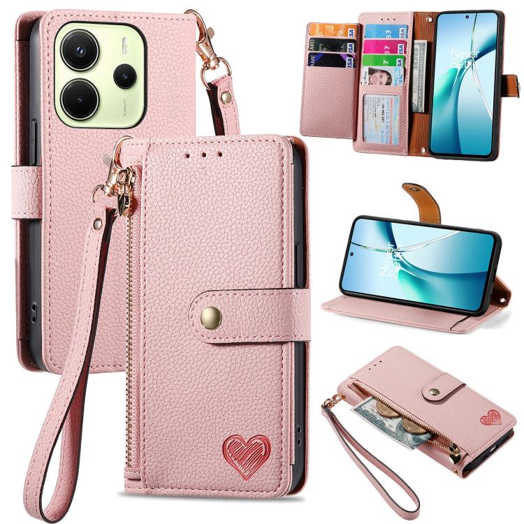 Love Zipper Lanyard Leather Phone Case, For Xiaomi 15T Pro, For Xiaomi 15T, For Redmi Note 14 4G 164.84mm, For Xiaomi 15 Ultra, For Redmi Turbo 4, For Xiaomi Poco X7 Pro, For Redmi Note 14 4G 163.25mm, For Xiaomi 15 Pro