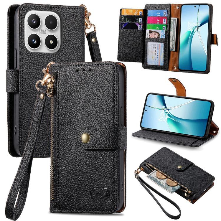 Love Zipper Lanyard Leather Phone Case, For Xiaomi Poco X8 Pro Max 5G, For Xiaomi Poco X8 Pro 5G, For Redmi Turbo 5 Max 5G, For Redmi Turbo 5 5G, For Xiaomi 17 Pro Max, For Xiaomi 17 Pro, For Xiaomi 17, For Xiaomi Poco M7 4G 169mm