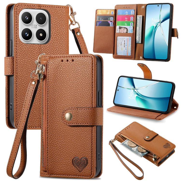 Love Zipper Lanyard Leather Phone Case, For Xiaomi Poco X8 Pro Max 5G, For Xiaomi Poco X8 Pro 5G, For Redmi Turbo 5 Max 5G, For Redmi Turbo 5 5G, For Xiaomi 17 Pro Max, For Xiaomi 17 Pro, For Xiaomi 17, For Xiaomi Poco M7 4G 169mm