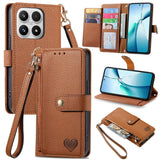 Love Zipper Lanyard Leather Phone Case, For Xiaomi Poco X8 Pro Max 5G, For Xiaomi Poco X8 Pro 5G, For Redmi Turbo 5 Max 5G, For Redmi Turbo 5 5G, For Xiaomi 17 Pro Max, For Xiaomi 17 Pro, For Xiaomi 17, For Xiaomi Poco M7 4G 169mm