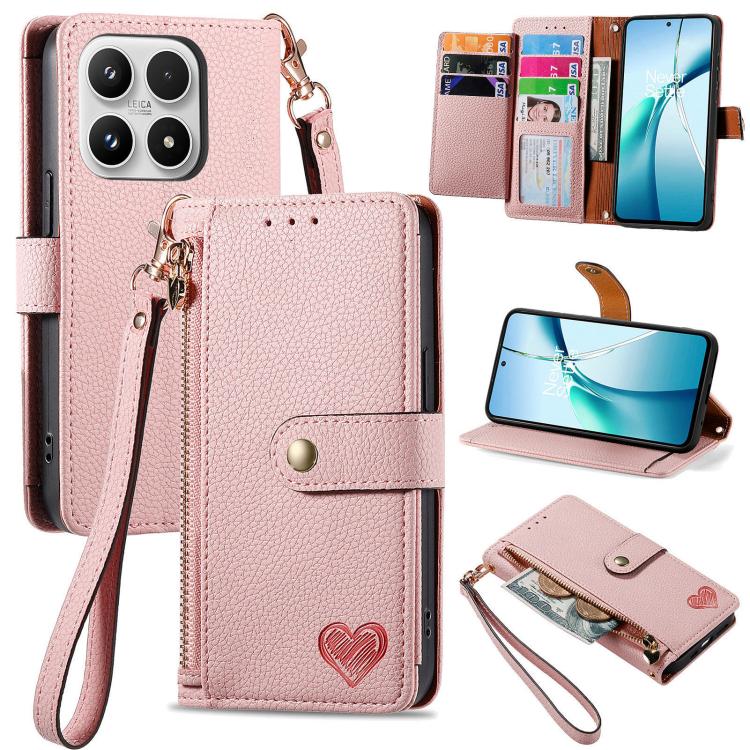 Love Zipper Lanyard Leather Phone Case, For Xiaomi Poco X8 Pro Max 5G, For Xiaomi Poco X8 Pro 5G, For Redmi Turbo 5 Max 5G, For Redmi Turbo 5 5G, For Xiaomi 17 Pro Max, For Xiaomi 17 Pro, For Xiaomi 17, For Xiaomi Poco M7 4G 169mm