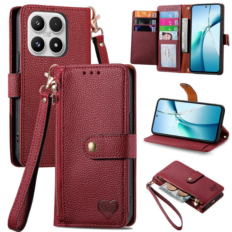 Love Zipper Lanyard Leather Phone Case, For Xiaomi Poco X8 Pro Max 5G, For Xiaomi Poco X8 Pro 5G, For Redmi Turbo 5 Max 5G, For Redmi Turbo 5 5G, For Xiaomi 17 Pro Max, For Xiaomi 17 Pro, For Xiaomi 17, For Xiaomi Poco M7 4G 169mm
