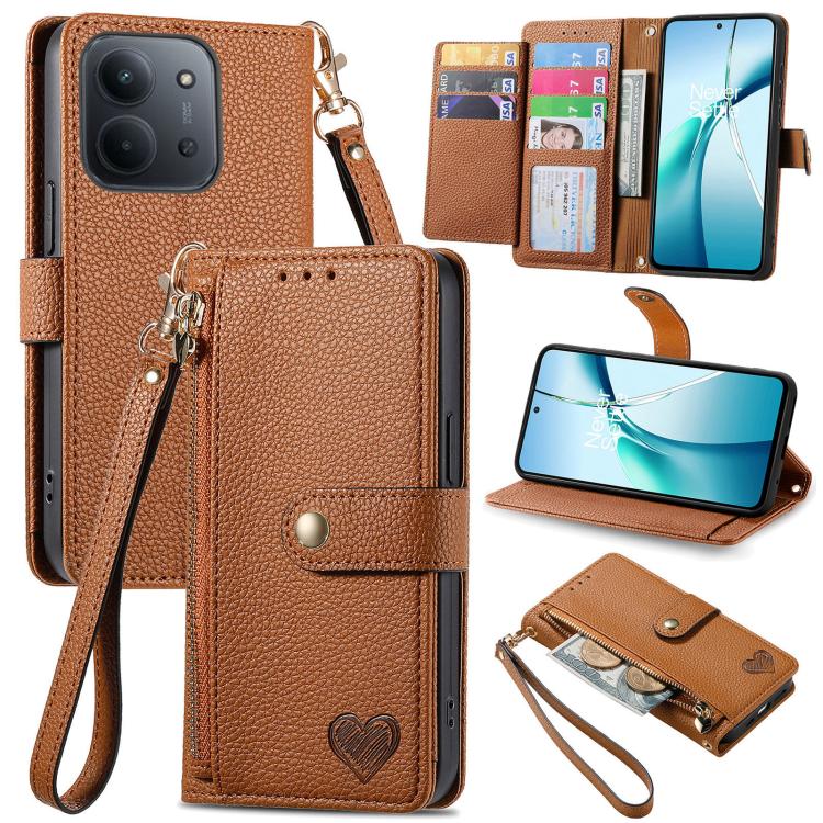 Love Zipper Lanyard Leather Phone Case, For Xiaomi 14 Ultra, For Xiaomi Redmi Note 13 5G, For Xiaomi Redmi Note 13 Pro 5G, For Xiaomi 13T, For Xiaomi 13 Lite, For Redmi 15C 5G / 4G Glodal 171mm