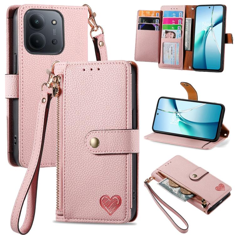 Love Zipper Lanyard Leather Phone Case, For Xiaomi 14 Ultra, For Xiaomi Redmi Note 13 5G, For Xiaomi Redmi Note 13 Pro 5G, For Xiaomi 13T, For Xiaomi 13 Lite, For Redmi 15C 5G / 4G Glodal 171mm