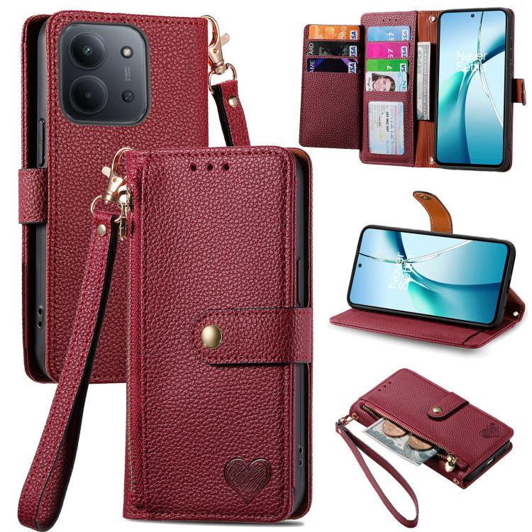 Love Zipper Lanyard Leather Phone Case, For Xiaomi 14 Ultra, For Xiaomi Redmi Note 13 5G, For Xiaomi Redmi Note 13 Pro 5G, For Xiaomi 13T, For Xiaomi 13 Lite, For Redmi 15C 5G / 4G Glodal 171mm