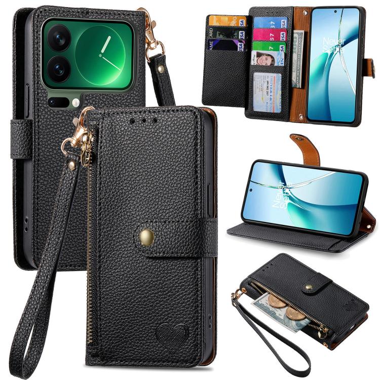 Love Zipper Lanyard Leather Phone Case, For Xiaomi Poco X8 Pro Max 5G, For Xiaomi Poco X8 Pro 5G, For Redmi Turbo 5 Max 5G, For Redmi Turbo 5 5G, For Xiaomi 17 Pro Max, For Xiaomi 17 Pro, For Xiaomi 17, For Xiaomi Poco M7 4G 169mm