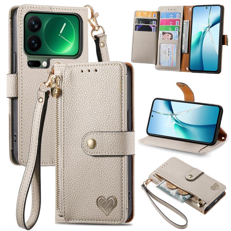 Love Zipper Lanyard Leather Phone Case, For Xiaomi Poco X8 Pro Max 5G, For Xiaomi Poco X8 Pro 5G, For Redmi Turbo 5 Max 5G, For Redmi Turbo 5 5G, For Xiaomi 17 Pro Max, For Xiaomi 17 Pro, For Xiaomi 17, For Xiaomi Poco M7 4G 169mm