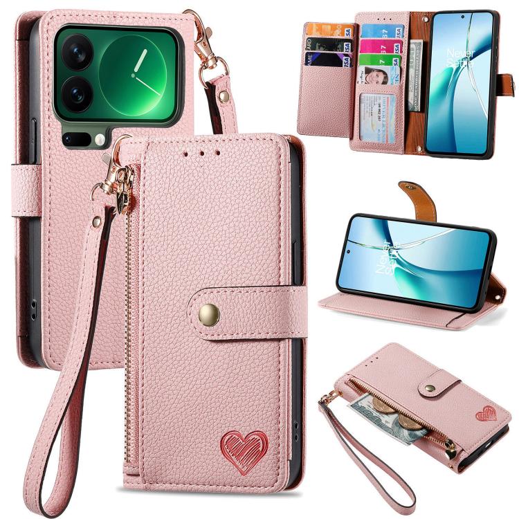 Love Zipper Lanyard Leather Phone Case, For Xiaomi Poco X8 Pro Max 5G, For Xiaomi Poco X8 Pro 5G, For Redmi Turbo 5 Max 5G, For Redmi Turbo 5 5G, For Xiaomi 17 Pro Max, For Xiaomi 17 Pro, For Xiaomi 17, For Xiaomi Poco M7 4G 169mm