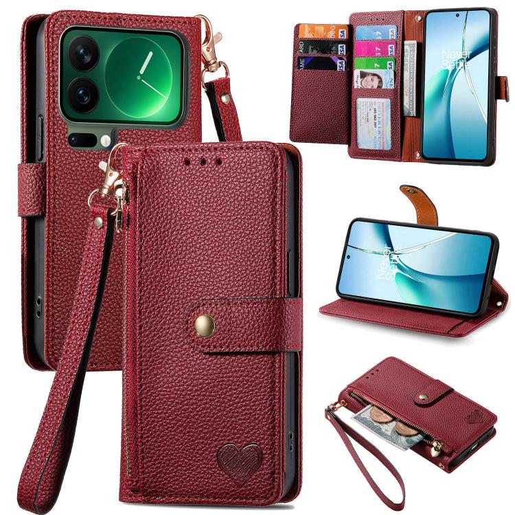 Love Zipper Lanyard Leather Phone Case, For Xiaomi Poco X8 Pro Max 5G, For Xiaomi Poco X8 Pro 5G, For Redmi Turbo 5 Max 5G, For Redmi Turbo 5 5G, For Xiaomi 17 Pro Max, For Xiaomi 17 Pro, For Xiaomi 17, For Xiaomi Poco M7 4G 169mm