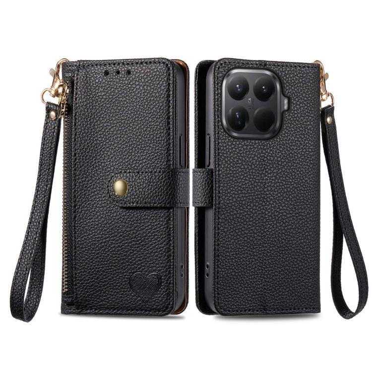 Love Zipper Lanyard Leather Phone Case, For Xiaomi 15T Pro, For Xiaomi 15T, For Redmi Note 14 4G 164.84mm, For Xiaomi 15 Ultra, For Redmi Turbo 4, For Xiaomi Poco X7 Pro, For Redmi Note 14 4G 163.25mm, For Xiaomi 15 Pro