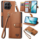 Love Zipper Lanyard Leather Phone Case, For Xiaomi 15T Pro, For Xiaomi 15T, For Redmi Note 14 4G 164.84mm, For Xiaomi 15 Ultra, For Redmi Turbo 4, For Xiaomi Poco X7 Pro, For Redmi Note 14 4G 163.25mm, For Xiaomi 15 Pro