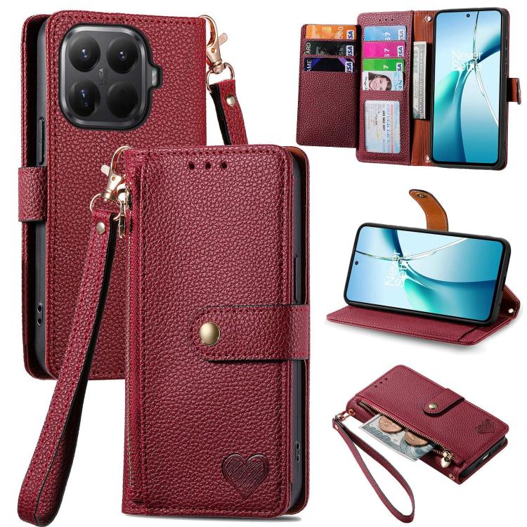 Love Zipper Lanyard Leather Phone Case, For Xiaomi 15T Pro, For Xiaomi 15T, For Redmi Note 14 4G 164.84mm, For Xiaomi 15 Ultra, For Redmi Turbo 4, For Xiaomi Poco X7 Pro, For Redmi Note 14 4G 163.25mm, For Xiaomi 15 Pro