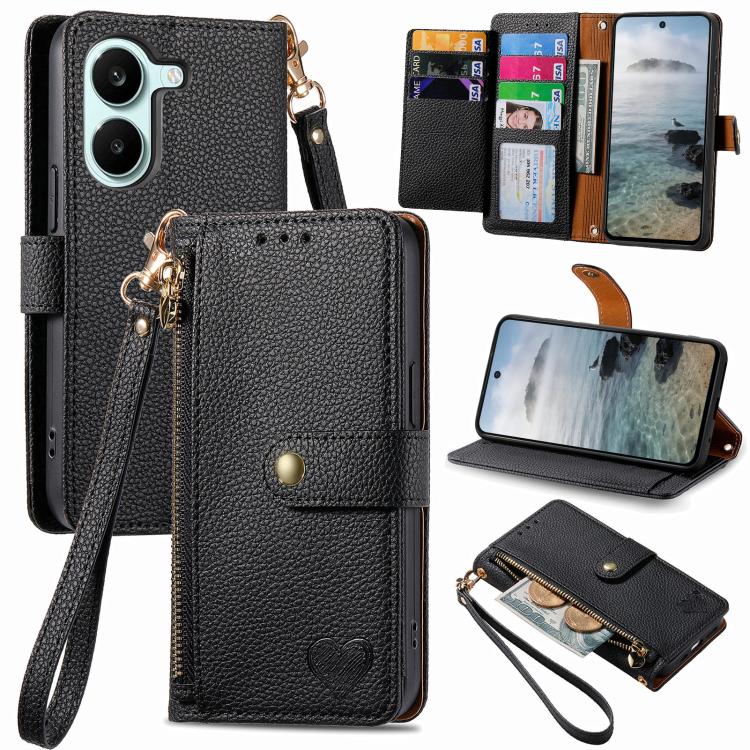 Love Zipper Lanyard Leather Phone Case, For Xiaomi Poco X8 Pro Max 5G, For Xiaomi Poco X8 Pro 5G, For Redmi Turbo 5 Max 5G, For Redmi Turbo 5 5G, For Xiaomi 17 Pro Max, For Xiaomi 17 Pro, For Xiaomi 17, For Xiaomi Poco M7 4G 169mm