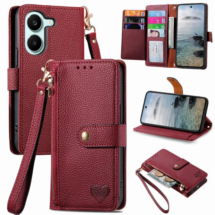 Love Zipper Lanyard Leather Phone Case, For Xiaomi Poco X8 Pro Max 5G, For Xiaomi Poco X8 Pro 5G, For Redmi Turbo 5 Max 5G, For Redmi Turbo 5 5G, For Xiaomi 17 Pro Max, For Xiaomi 17 Pro, For Xiaomi 17, For Xiaomi Poco M7 4G 169mm