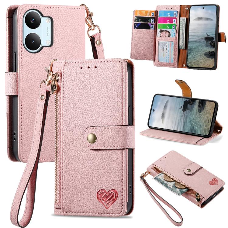 Love Zipper Lanyard Leather Phone Case, For Xiaomi Poco X8 Pro Max 5G, For Xiaomi Poco X8 Pro 5G, For Redmi Turbo 5 Max 5G, For Redmi Turbo 5 5G, For Xiaomi 17 Pro Max, For Xiaomi 17 Pro, For Xiaomi 17, For Xiaomi Poco M7 4G 169mm