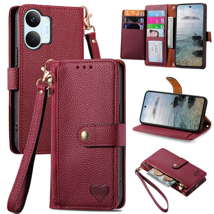 Love Zipper Lanyard Leather Phone Case, For Xiaomi Poco X8 Pro Max 5G, For Xiaomi Poco X8 Pro 5G, For Redmi Turbo 5 Max 5G, For Redmi Turbo 5 5G, For Xiaomi 17 Pro Max, For Xiaomi 17 Pro, For Xiaomi 17, For Xiaomi Poco M7 4G 169mm