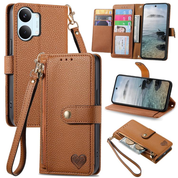 Love Zipper Lanyard Leather Phone Case, For Xiaomi Poco X8 Pro Max 5G, For Xiaomi Poco X8 Pro 5G, For Redmi Turbo 5 Max 5G, For Redmi Turbo 5 5G, For Xiaomi 17 Pro Max, For Xiaomi 17 Pro, For Xiaomi 17, For Xiaomi Poco M7 4G 169mm