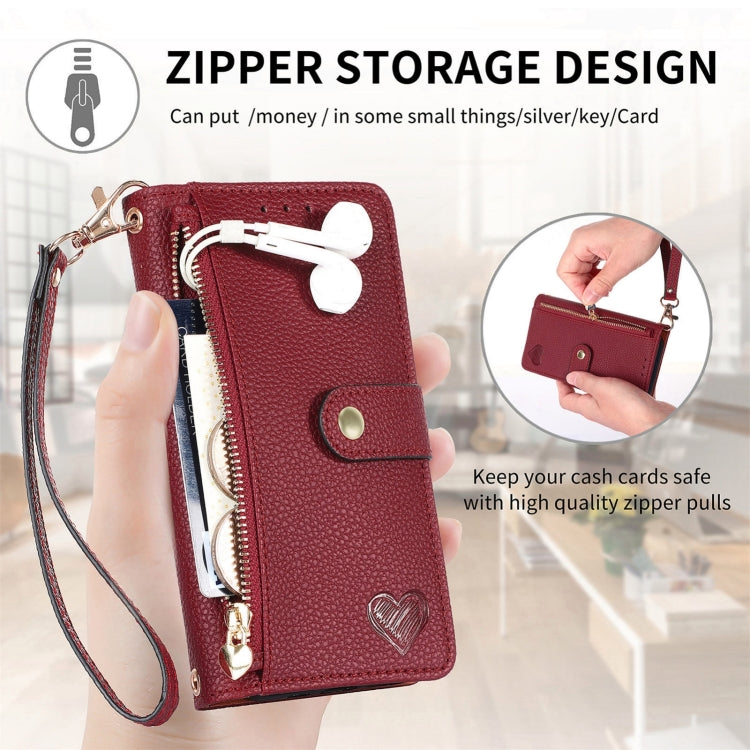 Love Zipper Lanyard Leather Phone Case, For Xiaomi 14 Ultra, For Xiaomi Redmi Note 13 5G, For Xiaomi Redmi Note 13 Pro 5G, For Xiaomi 13T, For Xiaomi 13 Lite, For Redmi 15C 5G / 4G Glodal 171mm