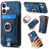 Retro Splitable Magnetic Card Bag Leather Phone Case, For iPhone 17 Pro Max, For iPhone 17 Pro, For iPhone 17, For iPhone Air, For iPhone 16 Pro Max, For iPhone 16 Pro, For iPhone 16 Plus, For  iPhone 16