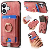 Retro Splitable Magnetic Card Bag Leather Phone Case, For iPhone 17 Pro Max, For iPhone 17 Pro, For iPhone 17, For iPhone Air, For iPhone 16 Pro Max, For iPhone 16 Pro, For iPhone 16 Plus, For  iPhone 16