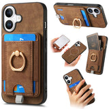 Retro Splitable Magnetic Card Bag Leather Phone Case, For iPhone 17 Pro Max, For iPhone 17 Pro, For iPhone 17, For iPhone Air, For iPhone 16 Pro Max, For iPhone 16 Pro, For iPhone 16 Plus, For  iPhone 16