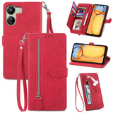 Embossed Flower Zipper Leather Phone Case, For Xiaomi Redmi 13 4G, For Xiaomi Redmi Turbo 3 5G, For Xiaomi 14 Pro, For Xiaomi 14, For Xiaomi Redmi 13C, For Redmi 15C 5G / 4G Glodal 171mm