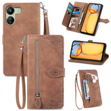 Embossed Flower Zipper Leather Phone Case, For Xiaomi Redmi 13 4G, For Xiaomi Redmi Turbo 3 5G, For Xiaomi 14 Pro, For Xiaomi 14, For Xiaomi Redmi 13C, For Redmi 15C 5G / 4G Glodal 171mm