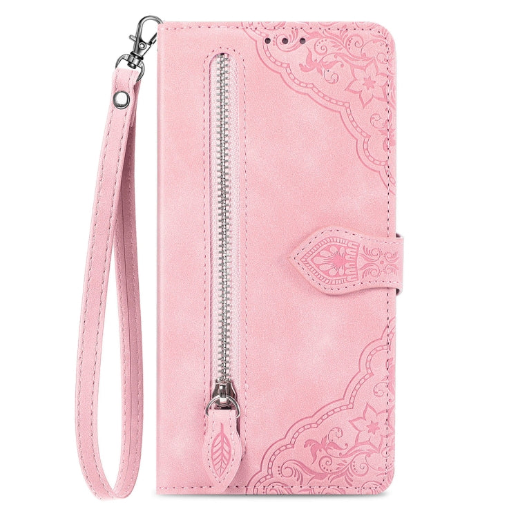Embossed Flower Zipper Leather Phone Case, For Xiaomi Redmi 13 4G, For Xiaomi Redmi Turbo 3 5G, For Xiaomi 14 Pro, For Xiaomi 14, For Xiaomi Redmi 13C, For Redmi 15C 5G / 4G Glodal 171mm