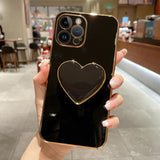 Electroplating Love Heart Holder TPU Phone Case, For iPhone 16, For iPhone 15 Pro Max, For iPhone 15 Pro, For iPhone 15 Plus, For iPhone 15, For iPhone 14 Plus, For iPhone 14, For iPhone 14 Pro