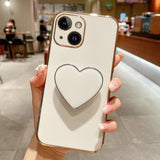 Electroplating Love Heart Holder TPU Phone Case, For iPhone 16, For iPhone 15 Pro Max, For iPhone 15 Pro, For iPhone 15 Plus, For iPhone 15, For iPhone 14 Plus, For iPhone 14, For iPhone 14 Pro