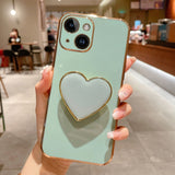 Electroplating Love Heart Holder TPU Phone Case, For iPhone 16, For iPhone 15 Pro Max, For iPhone 15 Pro, For iPhone 15 Plus, For iPhone 15, For iPhone 14 Plus, For iPhone 14, For iPhone 14 Pro