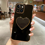 Electroplating Love Heart Holder TPU Phone Case, For iPhone 16, For iPhone 15 Pro Max, For iPhone 15 Pro, For iPhone 15 Plus, For iPhone 15, For iPhone 14 Plus, For iPhone 14, For iPhone 14 Pro