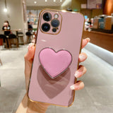 Electroplating Love Heart Holder TPU Phone Case, For iPhone 12 Pro, For iPhone 12 mini, For iPhone 11 Pro Max, For iPhone 11, For iPhone 11 Pro, For iPhone X / XS, For iPhone XR, For iPhone XS Max