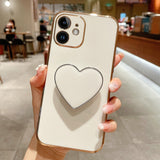 Electroplating Love Heart Holder TPU Phone Case, For iPhone 12 Pro, For iPhone 12 mini, For iPhone 11 Pro Max, For iPhone 11, For iPhone 11 Pro, For iPhone X / XS, For iPhone XR, For iPhone XS Max