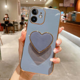 Electroplating Love Heart Holder TPU Phone Case, For iPhone 12 Pro, For iPhone 12 mini, For iPhone 11 Pro Max, For iPhone 11, For iPhone 11 Pro, For iPhone X / XS, For iPhone XR, For iPhone XS Max