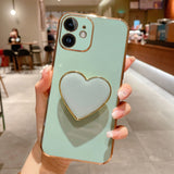 Electroplating Love Heart Holder TPU Phone Case, For iPhone 12 Pro, For iPhone 12 mini, For iPhone 11 Pro Max, For iPhone 11, For iPhone 11 Pro, For iPhone X / XS, For iPhone XR, For iPhone XS Max