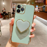 Electroplating Love Heart Holder TPU Phone Case, For iPhone 12 Pro, For iPhone 12 mini, For iPhone 11 Pro Max, For iPhone 11, For iPhone 11 Pro, For iPhone X / XS, For iPhone XR, For iPhone XS Max