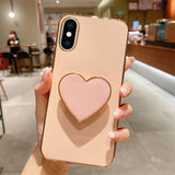 Electroplating Love Heart Holder TPU Phone Case, For iPhone 12 Pro, For iPhone 12 mini, For iPhone 11 Pro Max, For iPhone 11, For iPhone 11 Pro, For iPhone X / XS, For iPhone XR, For iPhone XS Max