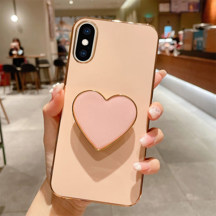 Electroplating Love Heart Holder TPU Phone Case, For iPhone 12 Pro, For iPhone 12 mini, For iPhone 11 Pro Max, For iPhone 11, For iPhone 11 Pro, For iPhone X / XS, For iPhone XR, For iPhone XS Max