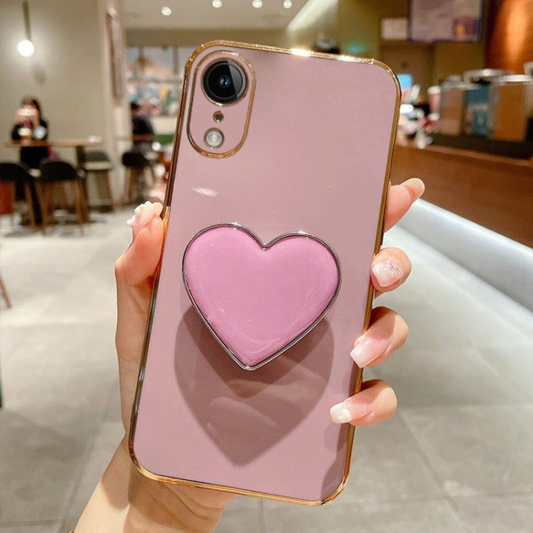 Electroplating Love Heart Holder TPU Phone Case, For iPhone 12 Pro, For iPhone 12 mini, For iPhone 11 Pro Max, For iPhone 11, For iPhone 11 Pro, For iPhone X / XS, For iPhone XR, For iPhone XS Max