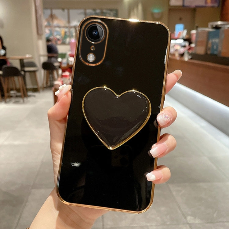 Electroplating Love Heart Holder TPU Phone Case, For iPhone 12 Pro, For iPhone 12 mini, For iPhone 11 Pro Max, For iPhone 11, For iPhone 11 Pro, For iPhone X / XS, For iPhone XR, For iPhone XS Max