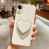 Electroplating Love Heart Holder TPU Phone Case, For iPhone 12 Pro, For iPhone 12 mini, For iPhone 11 Pro Max, For iPhone 11, For iPhone 11 Pro, For iPhone X / XS, For iPhone XR, For iPhone XS Max