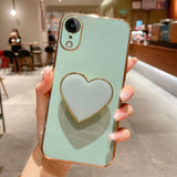 Electroplating Love Heart Holder TPU Phone Case, For iPhone 12 Pro, For iPhone 12 mini, For iPhone 11 Pro Max, For iPhone 11, For iPhone 11 Pro, For iPhone X / XS, For iPhone XR, For iPhone XS Max