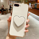 Electroplating Love Heart Holder TPU Phone Case, For iPhone 7 Plus / 8 Plus