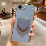Electroplating Love Heart Holder TPU Phone Case, For iPhone 14 Pro Max, For iPhone SE 2022 / 2020 / 7 / 8, For iPhone 13 Pro Max, For iPhone 13 Pro, For iPhone 13, For iPhone 13 mini, For iPhone 12, For iPhone 12 Pro Max