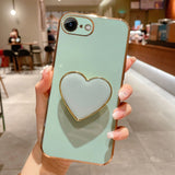 Electroplating Love Heart Holder TPU Phone Case, For iPhone 14 Pro Max, For iPhone SE 2022 / 2020 / 7 / 8, For iPhone 13 Pro Max, For iPhone 13 Pro, For iPhone 13, For iPhone 13 mini, For iPhone 12, For iPhone 12 Pro Max