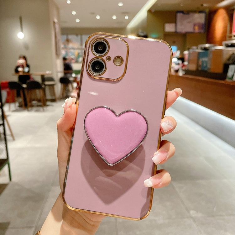 Electroplating Love Heart Holder TPU Phone Case, For iPhone 16, For iPhone 15 Pro Max, For iPhone 15 Pro, For iPhone 15 Plus, For iPhone 15, For iPhone 14 Plus, For iPhone 14, For iPhone 14 Pro