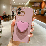 Electroplating Love Heart Holder TPU Phone Case, For iPhone 16, For iPhone 15 Pro Max, For iPhone 15 Pro, For iPhone 15 Plus, For iPhone 15, For iPhone 14 Plus, For iPhone 14, For iPhone 14 Pro